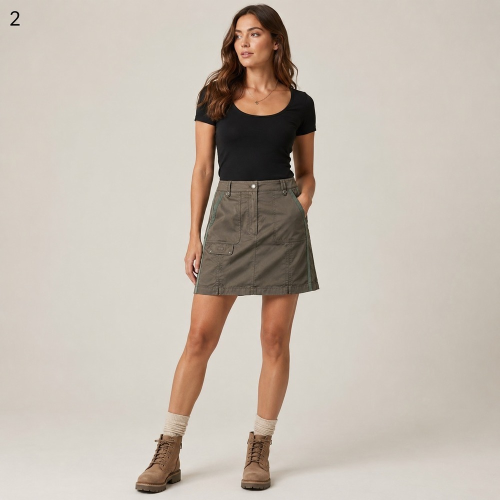 DKNY GOLF Skort Womens 6 Brown Polyester Nylon Blend Pockets Gorpcore Athleisure